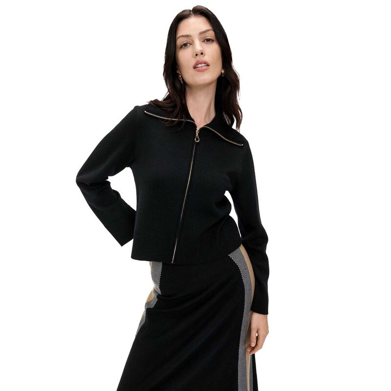 Veronika Maine Merino & Cotton Zip Up Cardigan image number 3